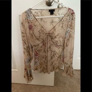 The Limited -Size Medium- Ladies sheer blush/cream 100% silk blouse